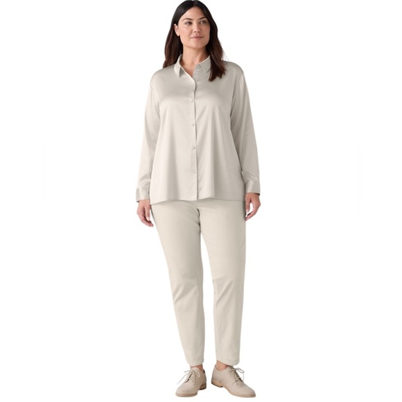 Eileen Fisher Organic Cotton Stretch Velveteen Pants Size XL Minimal Mocha Brown